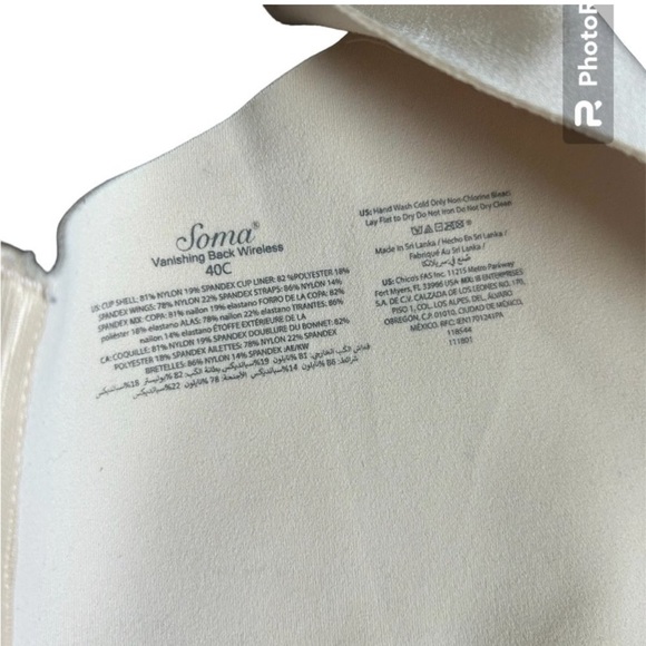 SOMA Vanishing Back Wireless Beige Bra SZ 40C - Picture 7 of 8
